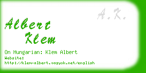 albert klem business card